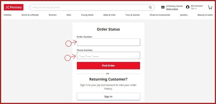 JCPenney Tracking Order